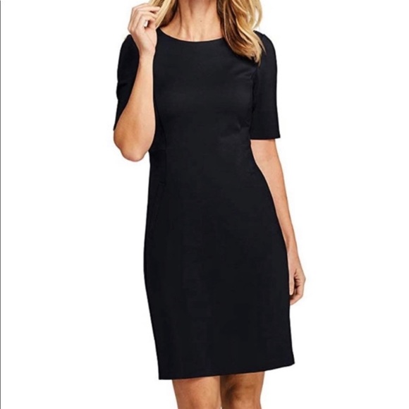 Lands End Black Ponte Knit Dress 